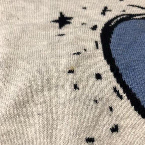 Womens Lisa Todd Gray Blue Hearts Cotton Cashmere Knit Sweater M - Picture 3 of 8